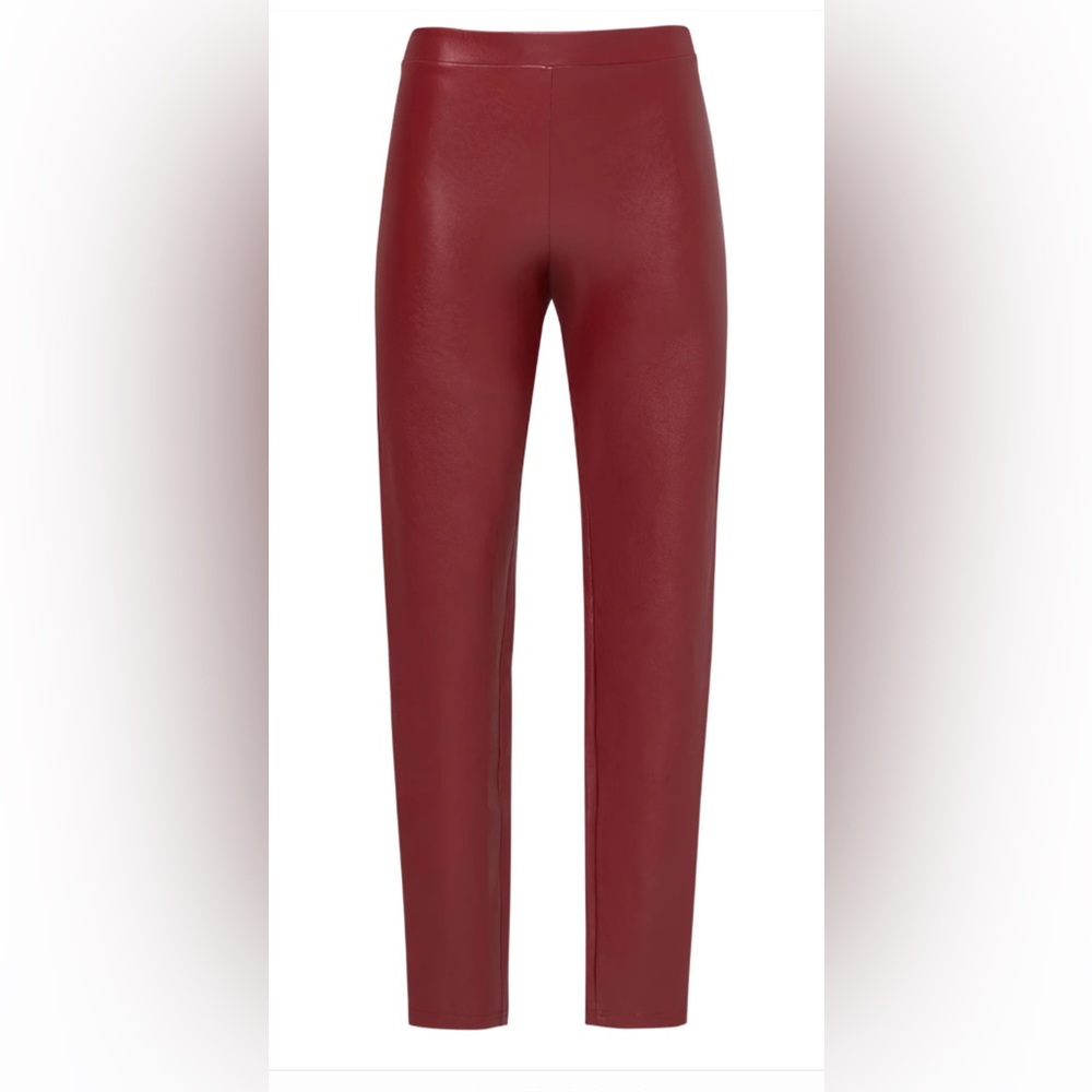Sexy red faux leather stretch leggings size xs